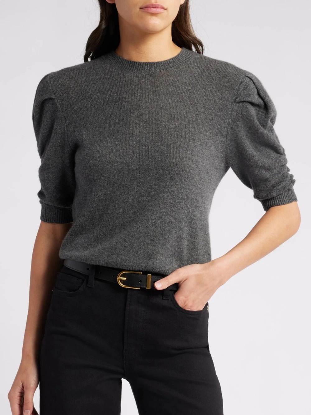 FRAME Cashmere Puff Short Sleeve Crewneck Sweater